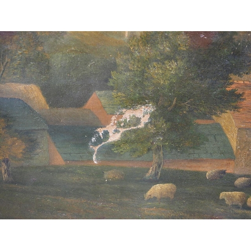 360 - An early 19th century Naive oil on canvas, view of Golder Farm Oxfordshire, 30