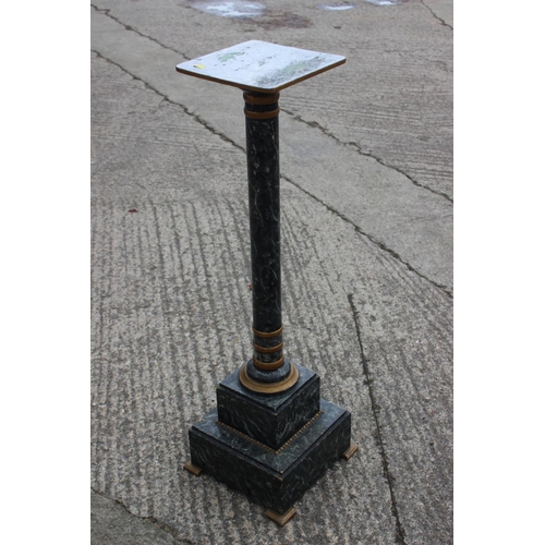 479 - A grained as marble pedestal, on square stepped base, 39