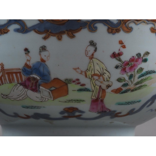 67 - Two Chinese Imari pattern bowls (damages) and a pair of Japanese figures, 8