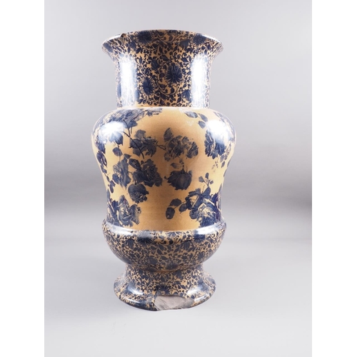 9 - A Doulton Lambeth baluster vase with blue floral decoration, 23 1/2