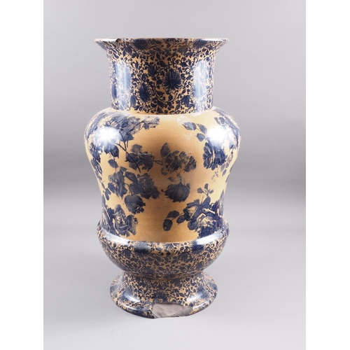 9 - A Doulton Lambeth baluster vase with blue floral decoration, 23 1/2