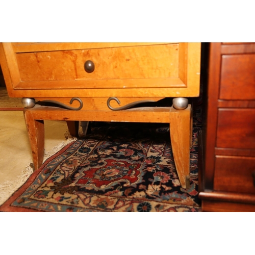 517 - A 1950s maple bedside table, fitted one drawer, stamped 