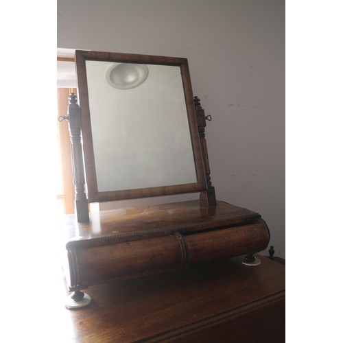 452 - A 19th century mahogany toilet mirror, fitted two short and two deep drawers, on shaped supports, 24... 