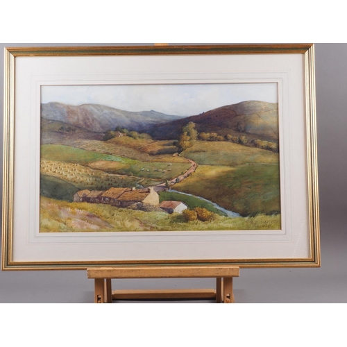 361 - R C Riseley, 1928: watercolours, valley landscape with cattle, 12