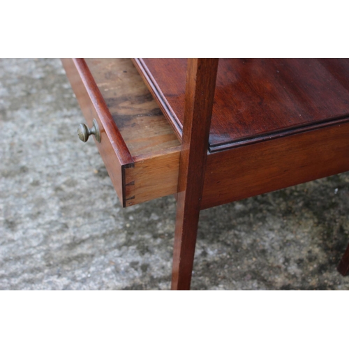 535 - An Edwardian mahogany two-tier tray top washstand, fitted one drawer, 21