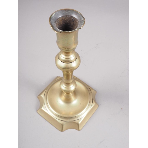 135 - A pair of 18th century seamed brass candlesticks, 6 1/4