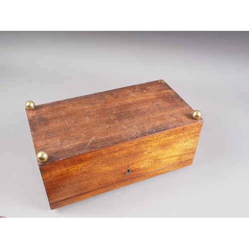 168 - A mahogany writing slope with red leather interior, 15 3/4