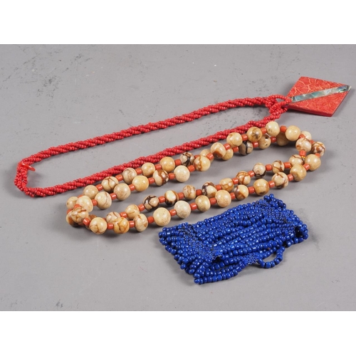 307 - Three bead necklaces, various