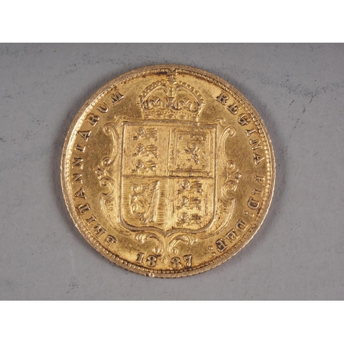 316 - A Victorian gold half sovereign, dated 1887