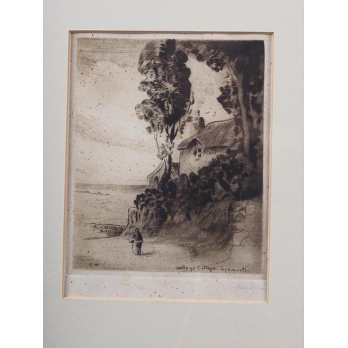 336 - R Hobson: a dry point etching, 