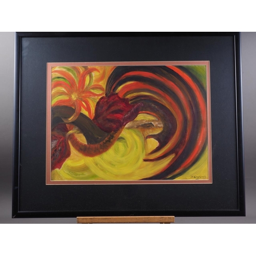 406 - J Golland: three abstract oil paintings, 