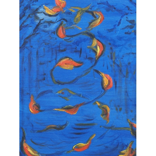 406 - J Golland: three abstract oil paintings, 