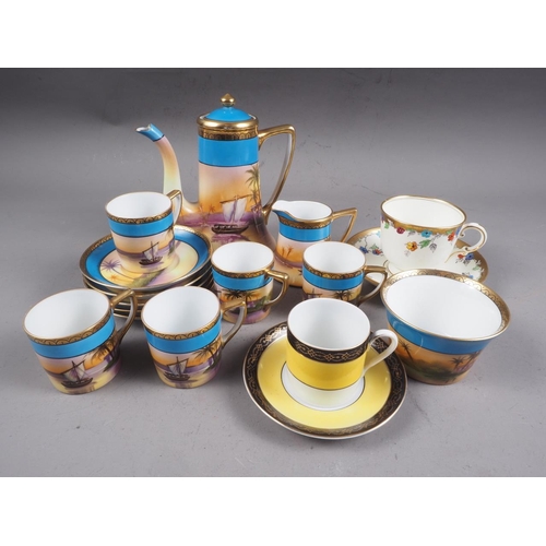 41 - A Noritake part coffee service, a Tuscan china teacup, and a Czechoslovakian coffee cup and saucer