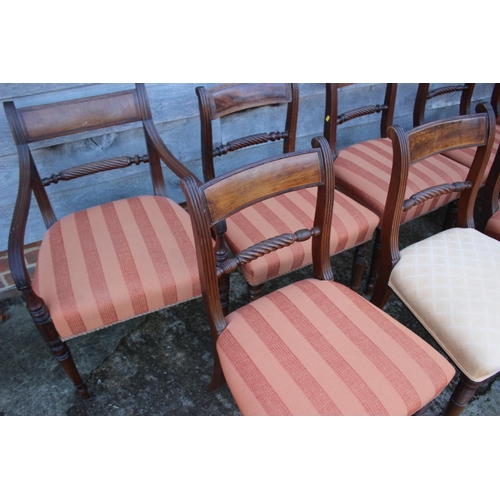 424 - A Harlequin set of thirteen 19th century rope twist bar back dining chairs with stuffed over seats, ... 