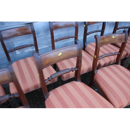 424 - A Harlequin set of thirteen 19th century rope twist bar back dining chairs with stuffed over seats, ... 