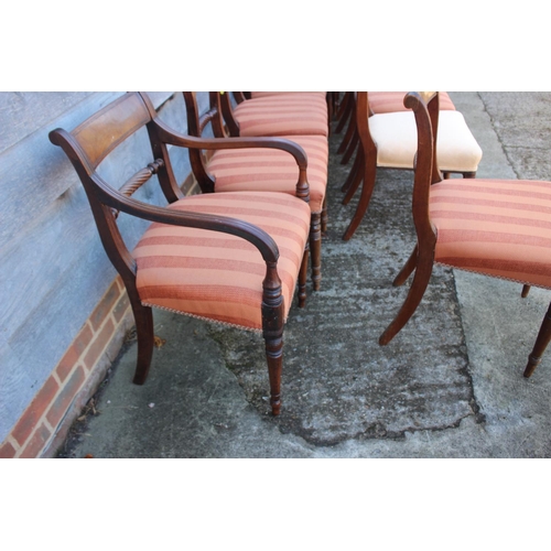 424 - A Harlequin set of thirteen 19th century rope twist bar back dining chairs with stuffed over seats, ... 