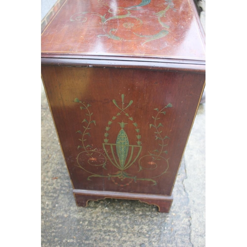 435 - A bachelor's Sheraton revival painted mahogany chest of four long graduated drawers with oval brass ... 