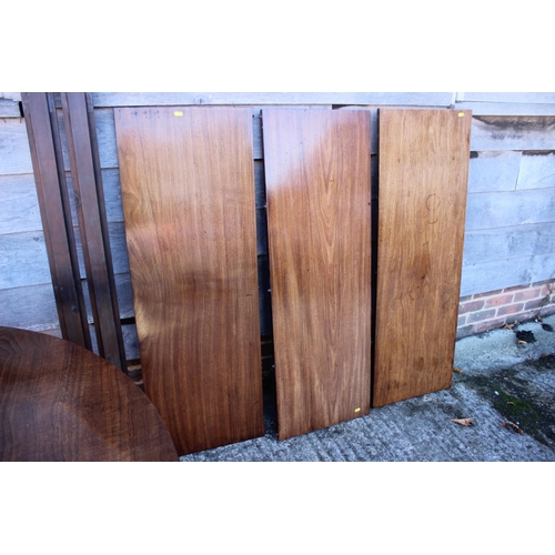 438 - A 19th century mahogany 'D' end dining table with three leaves, on square taper castored supports, 9... 