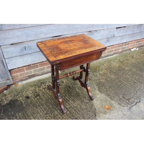 474 - A late 19th century rosewood, burr maple and birch inlaid fold-over top card table, fitted frieze dr... 