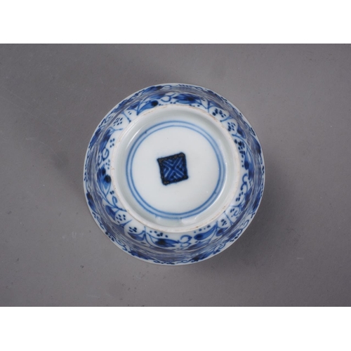 91 - Three Chinese blue and white dishes with landscape decoration, 6 1/4