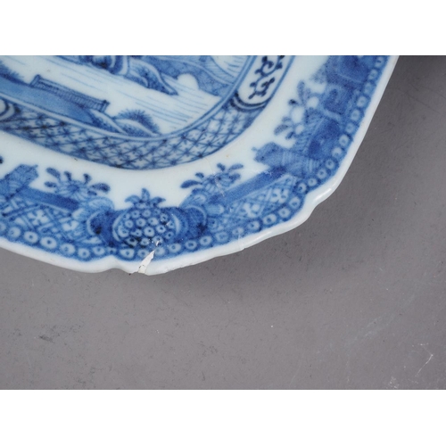 92 - A Chinese blue and white tureen with landscape decoration and matched cover, 7