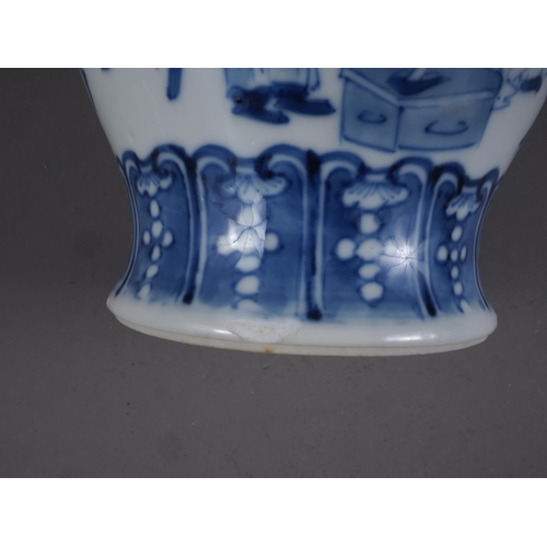 95 - A Chinese blue and white baluster vase with figure decoration and four-character mark to base, 5