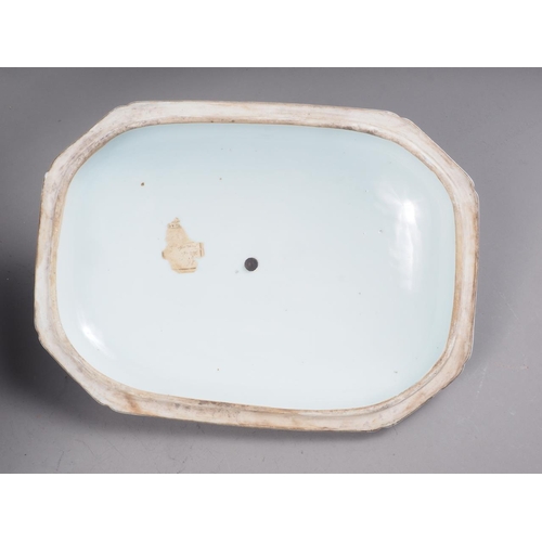 97 - A Chinese blue and white tureen and cover with figure, boat and landscape decoration, and insect and... 