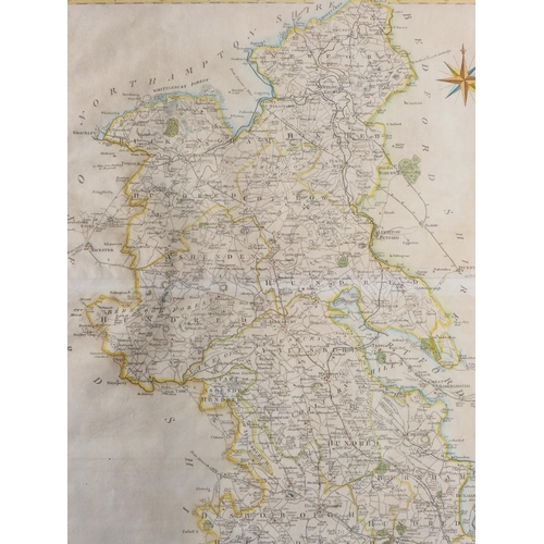 346 - John Cary: a late 18th/early 19th century hand-coloured map of Buckinghamshire, in gilt strip frame