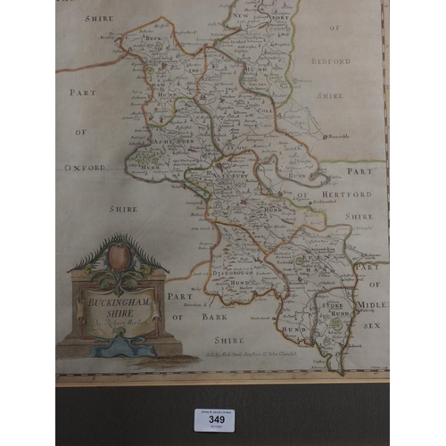 349 - Robert Morden: an 18th century hand-coloured map of Buckinghamshire, in gilt strip frame