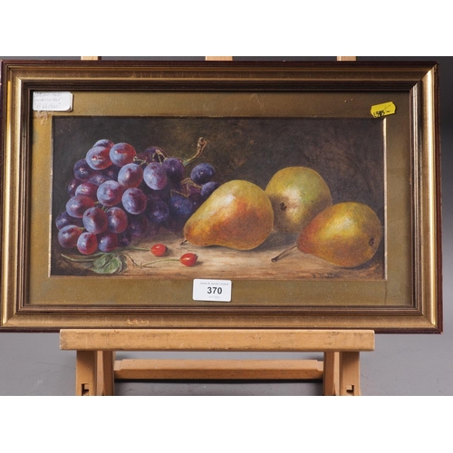 370 - B Dutton: a Victorian watercolour, still life with grapes, berries and pears, 6 1/4