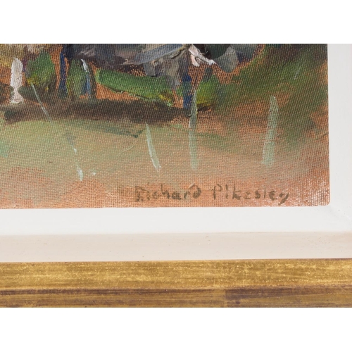 413 - Richard Pikesley: oil on canvas laid on board, Jacob sheep, 6 1/2