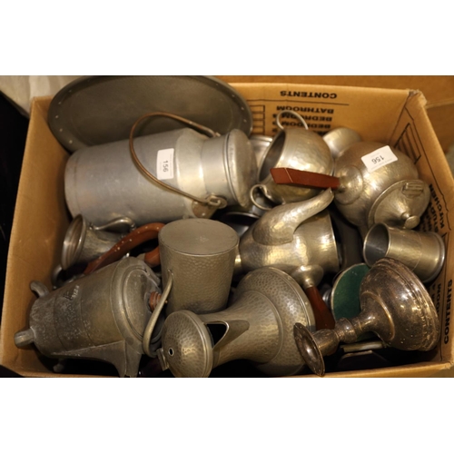 156 - A large quantity of pewter, including trays, tankards, vases, candlesticks, picture frames, etc