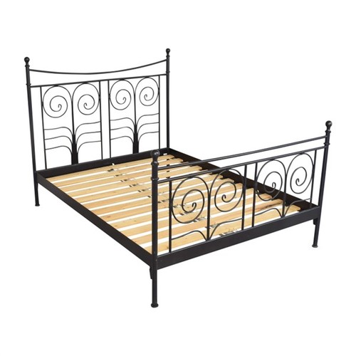 527 - An Ikea Sultan Lien black painted iron framed bed, 54