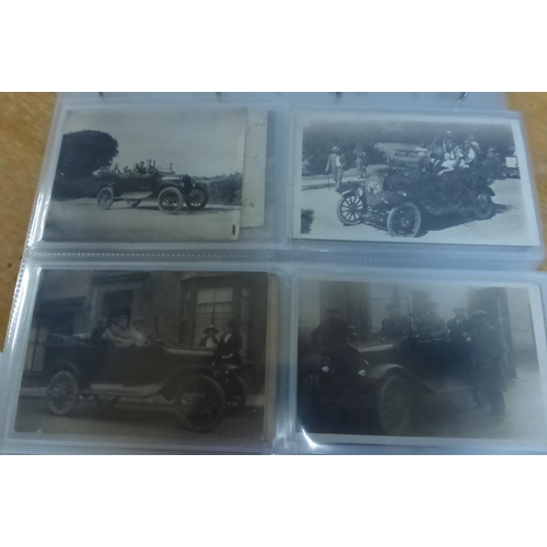 10 - Ford Model T. Black radiator motor cars. A folder of mostly postcard size images, most period, some ... 