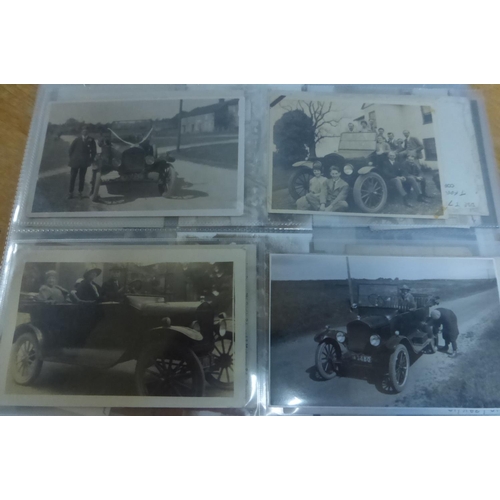 10 - Ford Model T. Black radiator motor cars. A folder of mostly postcard size images, most period, some ... 