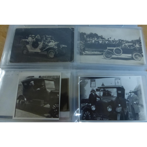 10 - Ford Model T. Black radiator motor cars. A folder of mostly postcard size images, most period, some ... 