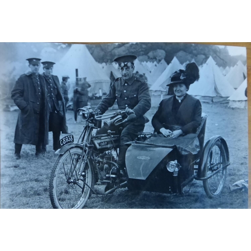 31 - Motorcycles & Motor Tricycles. A box of assorted postcards and photographs, some of particularly... 