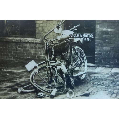 31 - Motorcycles & Motor Tricycles. A box of assorted postcards and photographs, some of particularly... 