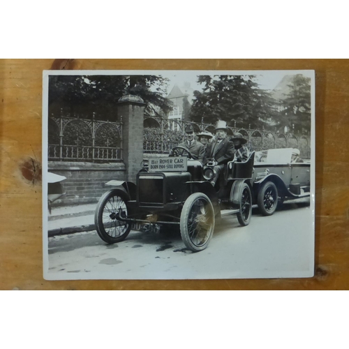 58 - Rover Veteran - 1930s. An album of monochrome postcards, some postcard size photographs, others of v... 