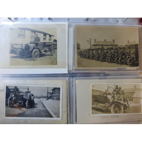 76 - Military - Ambulances - Steam Wagons - Tanks. An album of monochrome postcards, many photographs, va... 