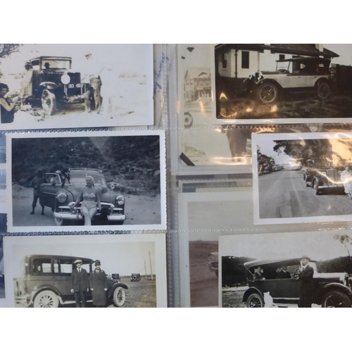 82 - American Motor Cars. An album of monochrome postcards, some with text and cancellations, many photog... 