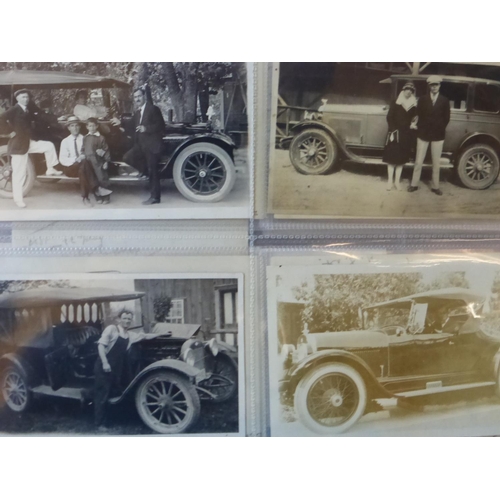 82 - American Motor Cars. An album of monochrome postcards, some with text and cancellations, many photog... 