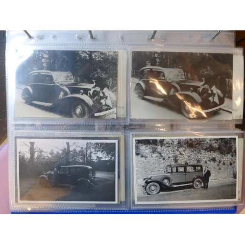 84 - Rolls-Royce Motor Cars. An album of monochrome postcards, and postcard size photographs, various oth... 