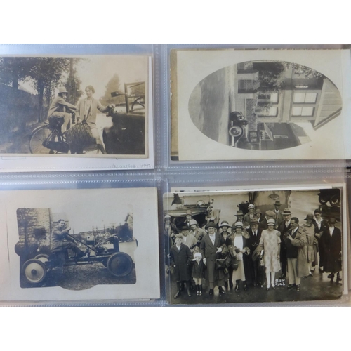 89 - Unidentified Vehicles. An album of monochrome postcards, many photographs of various sizes to includ... 