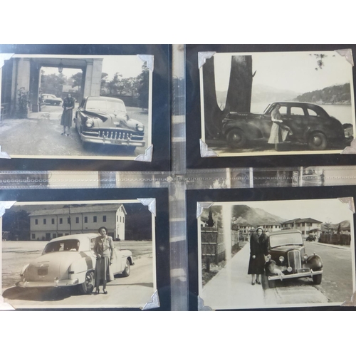 93 - Post WWII Motor Cars. An album of monochrome postcards, many photographs of various sizes to include... 