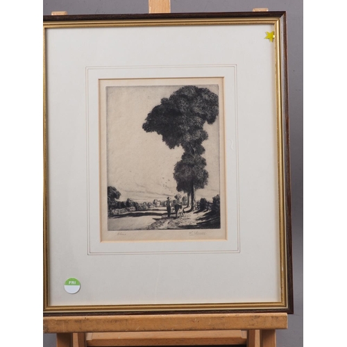 467 - K Vernon: two early 20th century dry point etchings, 