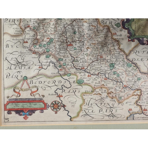 481 - William Kip, After Christopher Saxton: a late 17th century hand-coloured map of Northampton