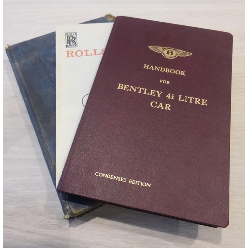 129 - Bentley 4 1/4 Litre Handbook. Dated March 1962, allotted to Chassis B 75 KU. 61pp and maps, red buck... 