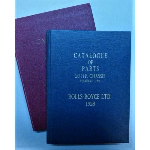 148 - Rolls-Royce 20hp Catalogue of Parts. A RREC quality reprint of the 1928 116pp original, hardbound in... 