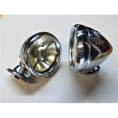 166 - Two Lucas R370 Passing Lamps. Almost a pair, chromium-plated and retaining their Bi-Flex rear facing... 